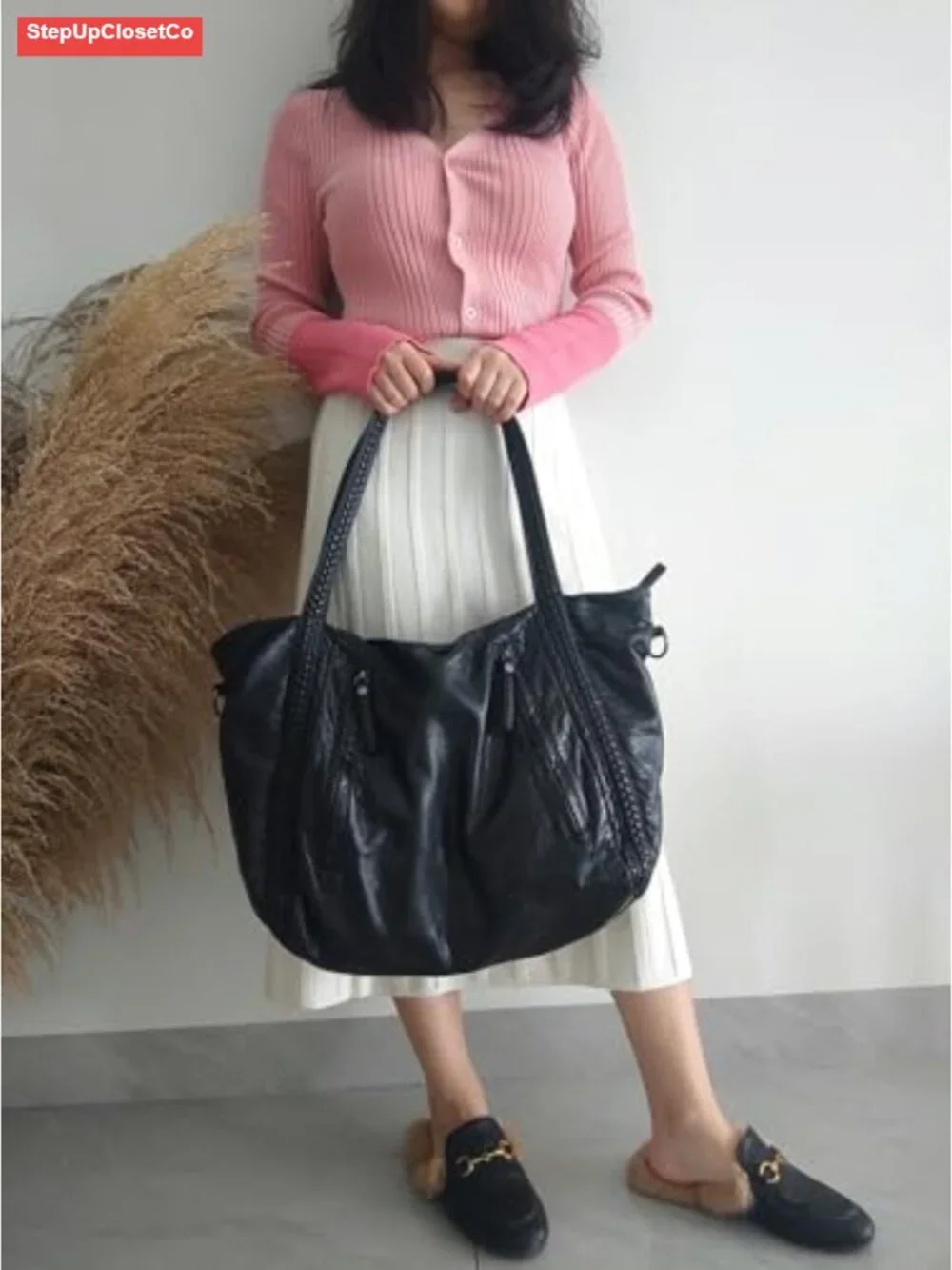 Large Slouchy Hobo Tote Bag for Women PU Leather Multi-Pocket Oversized Handbag